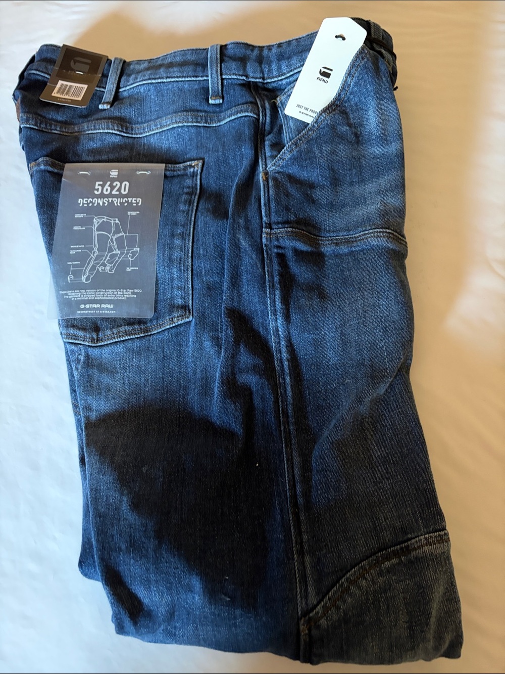 G-Star 5620 Deconstructed Slim Straight Jeans - Dark Blue Wash